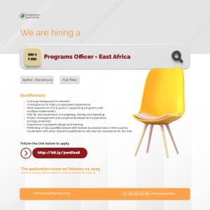 Vacancy Announcement - Programs Officer - East Africa