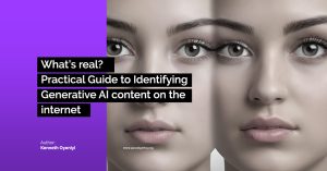 Two closeup shots of the human face side by side of Generative AI content