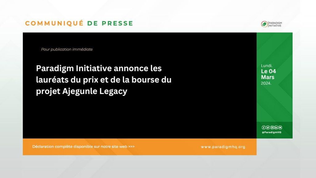 Paradigm Initiative annonce les lauréats du prix et de la bourse du projet Ajegunle Legacy