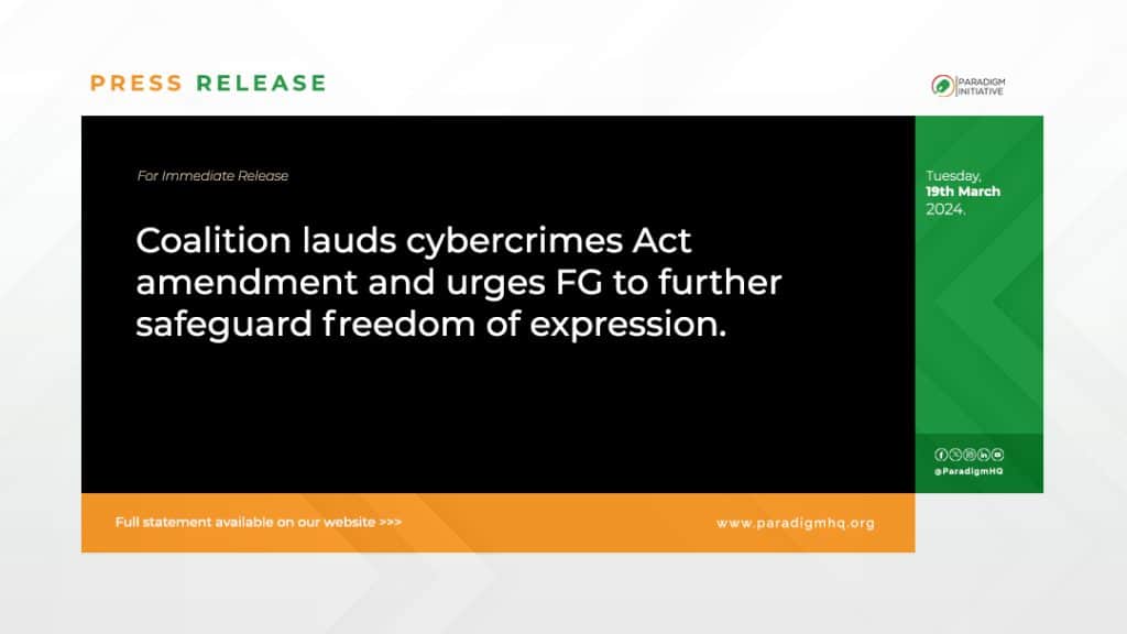 Coalition lauds cybercrimes Act amendment and urges FG to further safeguard freedom of expression