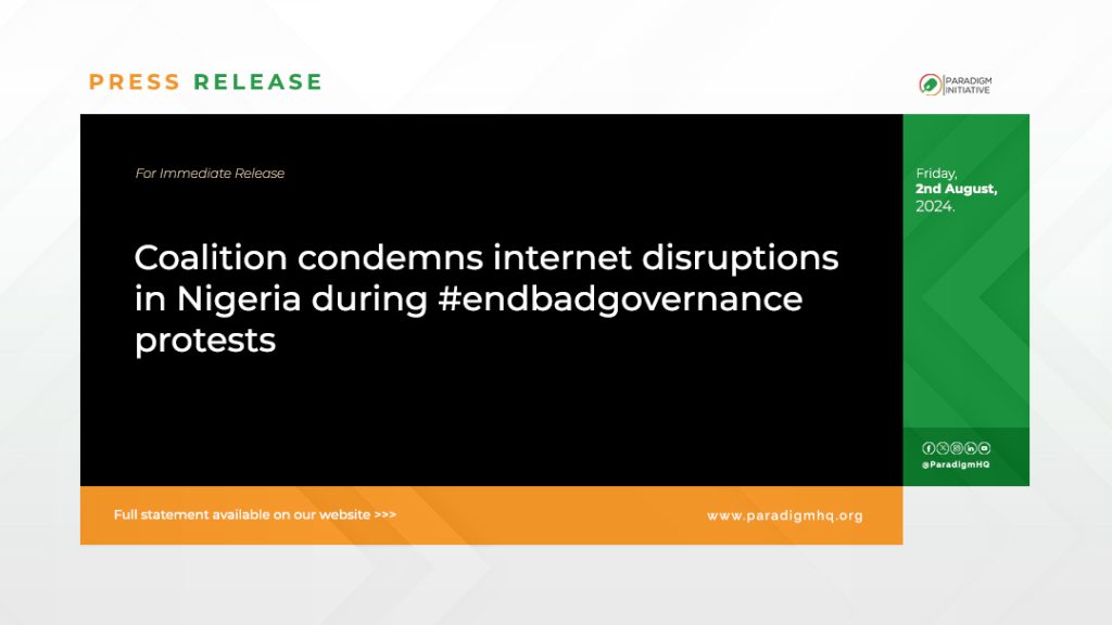 Coalition Condemns Internet Disruptions in Nigeria Amidst the #EndBadGovernance Protests